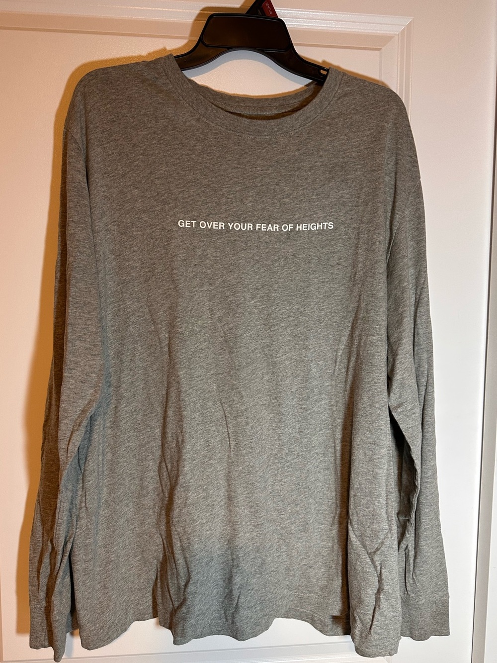 Nike Men's Gray Long-Sleeve Crewneck Shirt “Get over your fear of heights” XXL